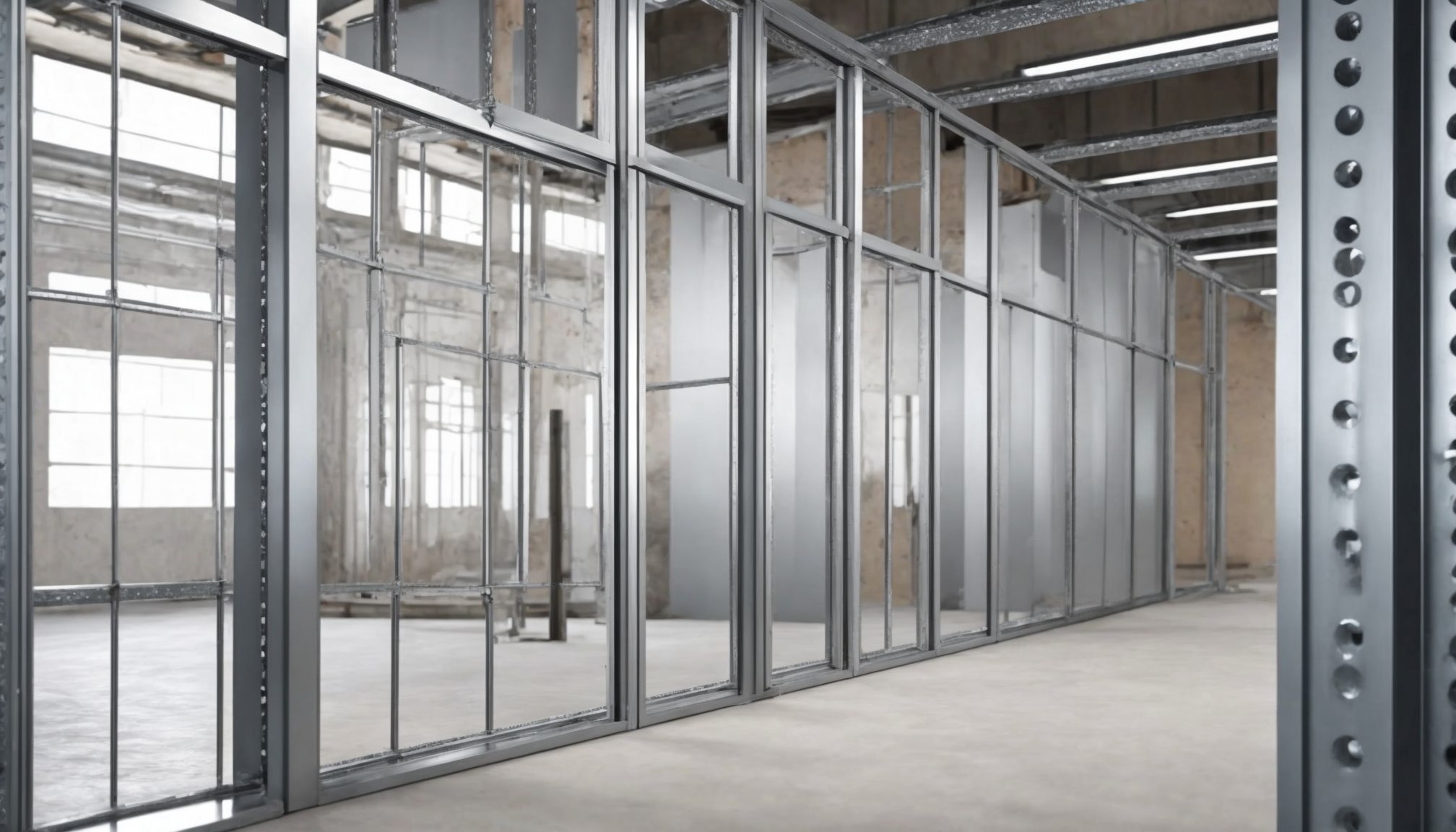 Metal stud partitioning framework in a St Albans building