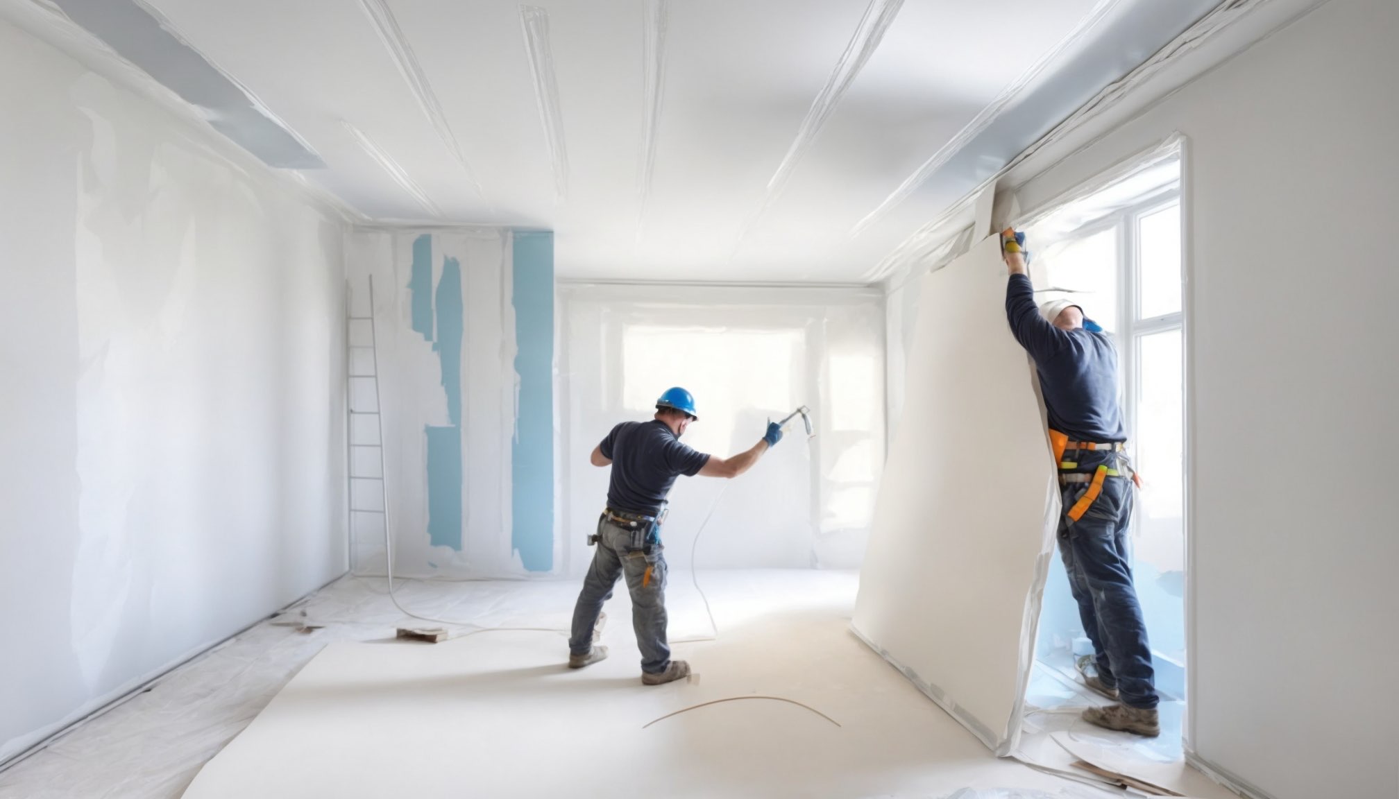 Plasterboard installation on a St Albans construction site